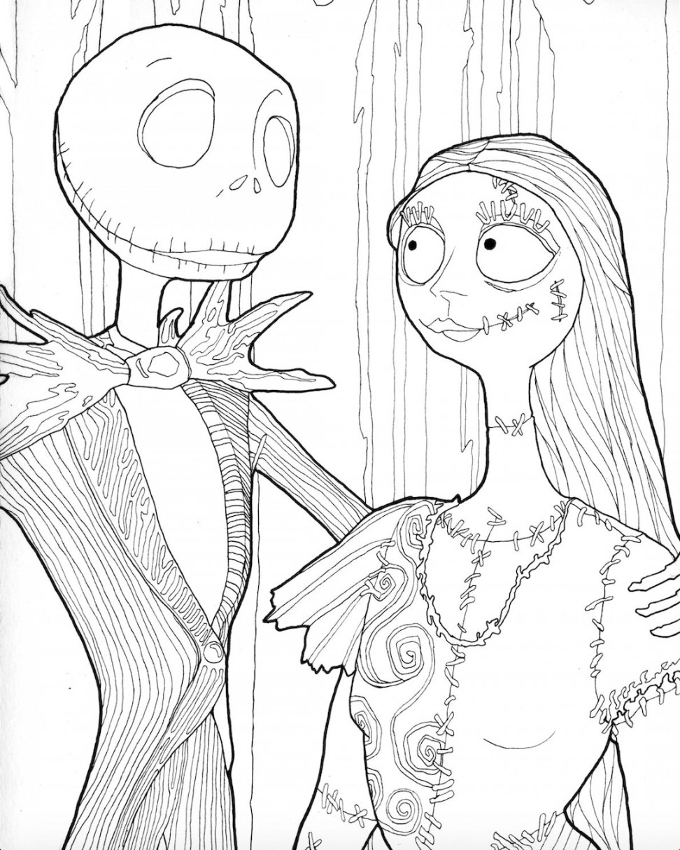 DIGITAL DOWNLOAD Jack and Sally Halloween Coloring Page - Etsy Canada