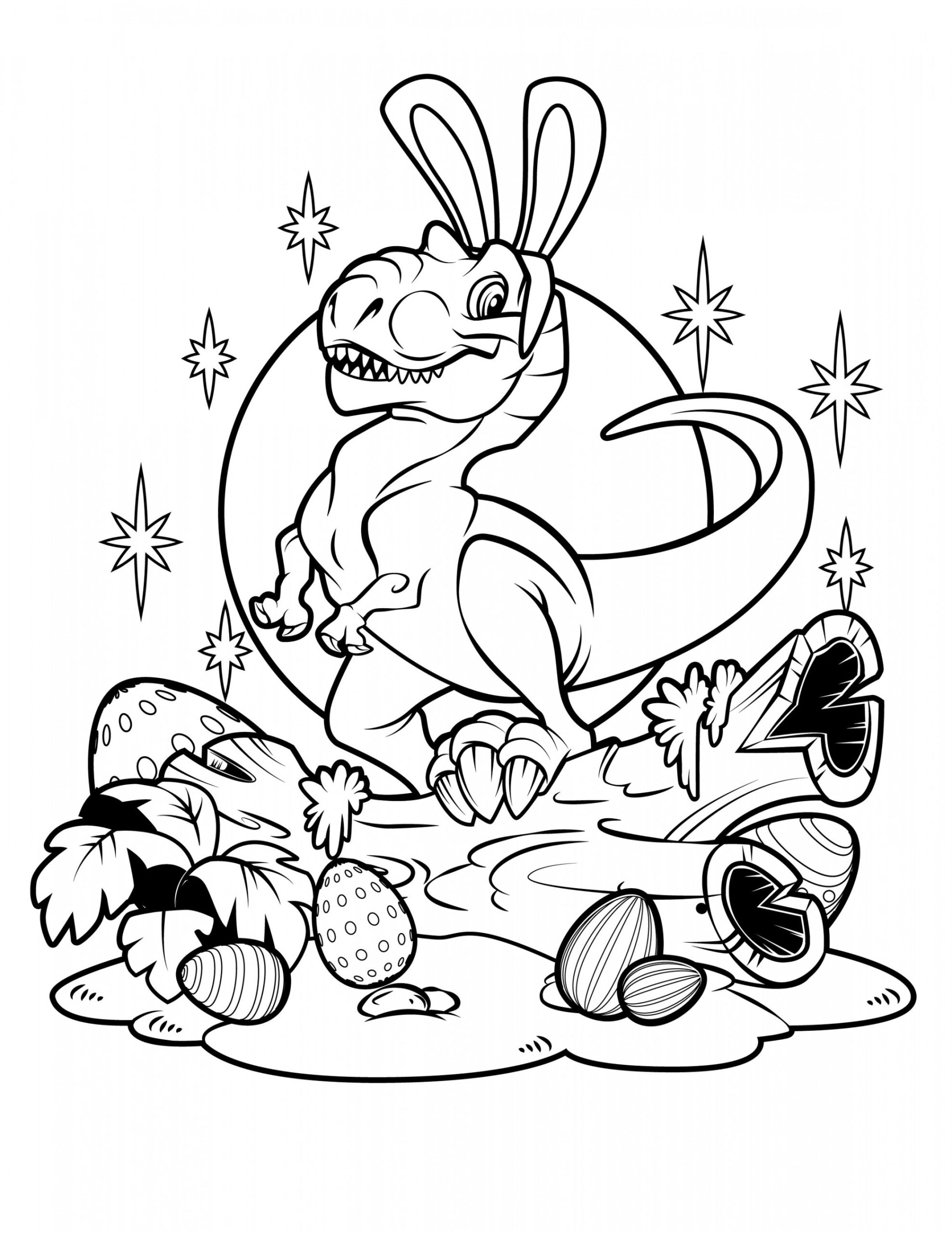 Dino Easter Coloring Page / Digital Download / T-Rex Bunny / Happy Easter  Printable PDF