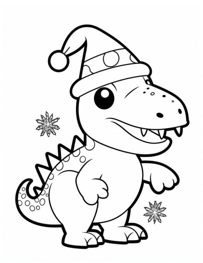 Dinosaur Christmas Coloring Pages