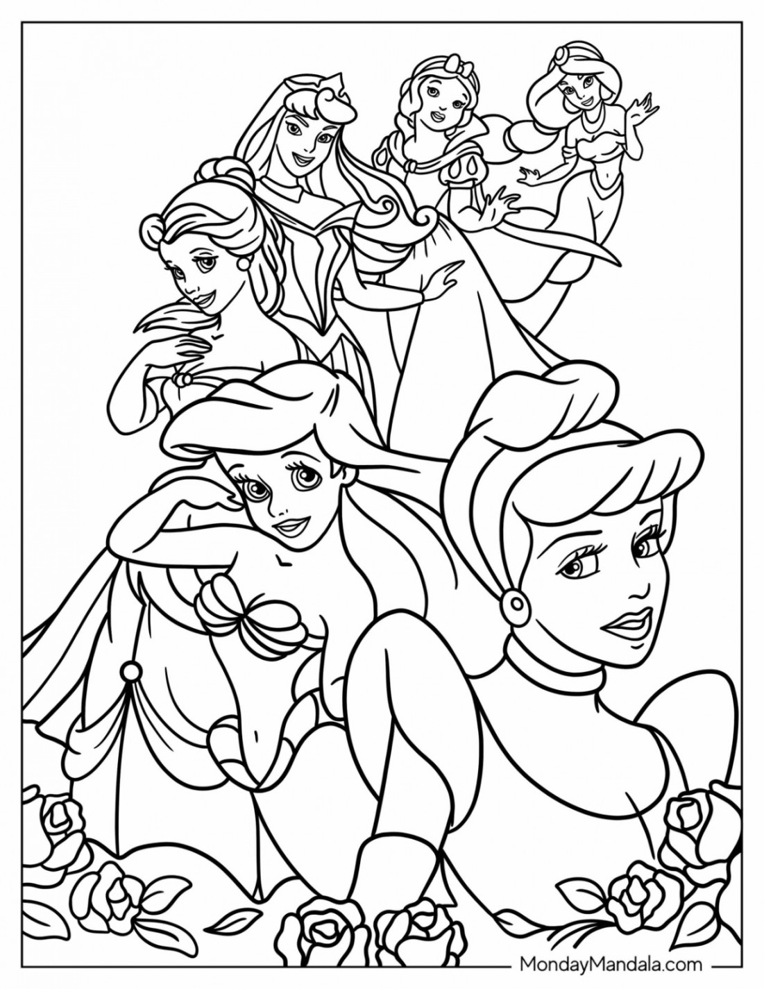 Disney Princess Coloring Pages (Free PDF Printables)