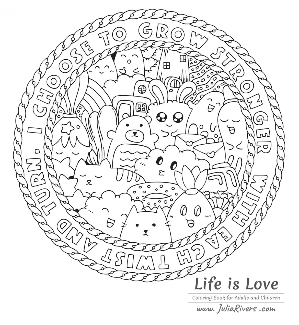 Doodle Love is life - Doodle Art Kids Coloring Pages