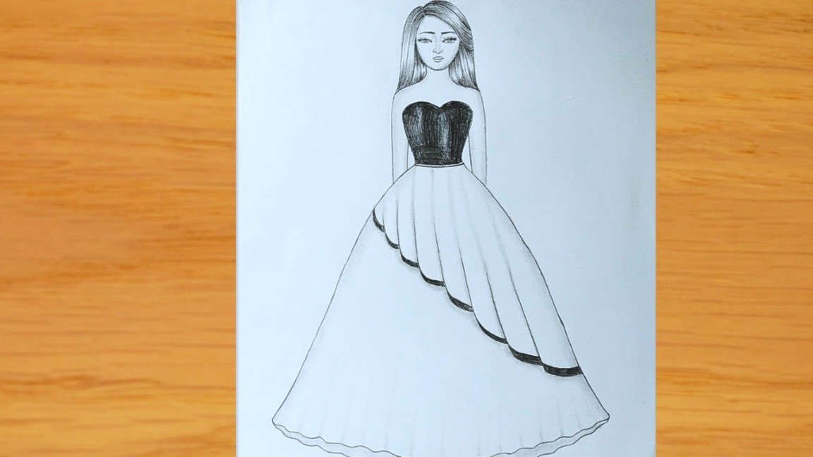 Easy Barbie doll Drawing  Barbie Drawing  How to draw Barbie with  Beautiful Dress