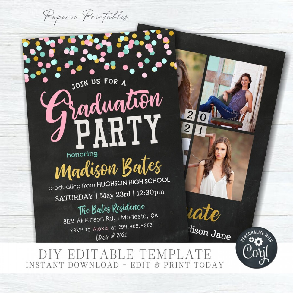 EDITABLE Graduation Party Invitation Girl Graduation Party - Etsy