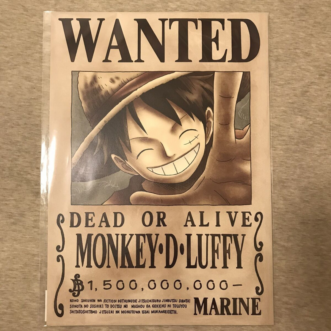 EIN STÜCK GESUCHTES POSTER Monkey D Ruffy OFFIZIELLER MUGIWARA STORE  LIMITIERT J