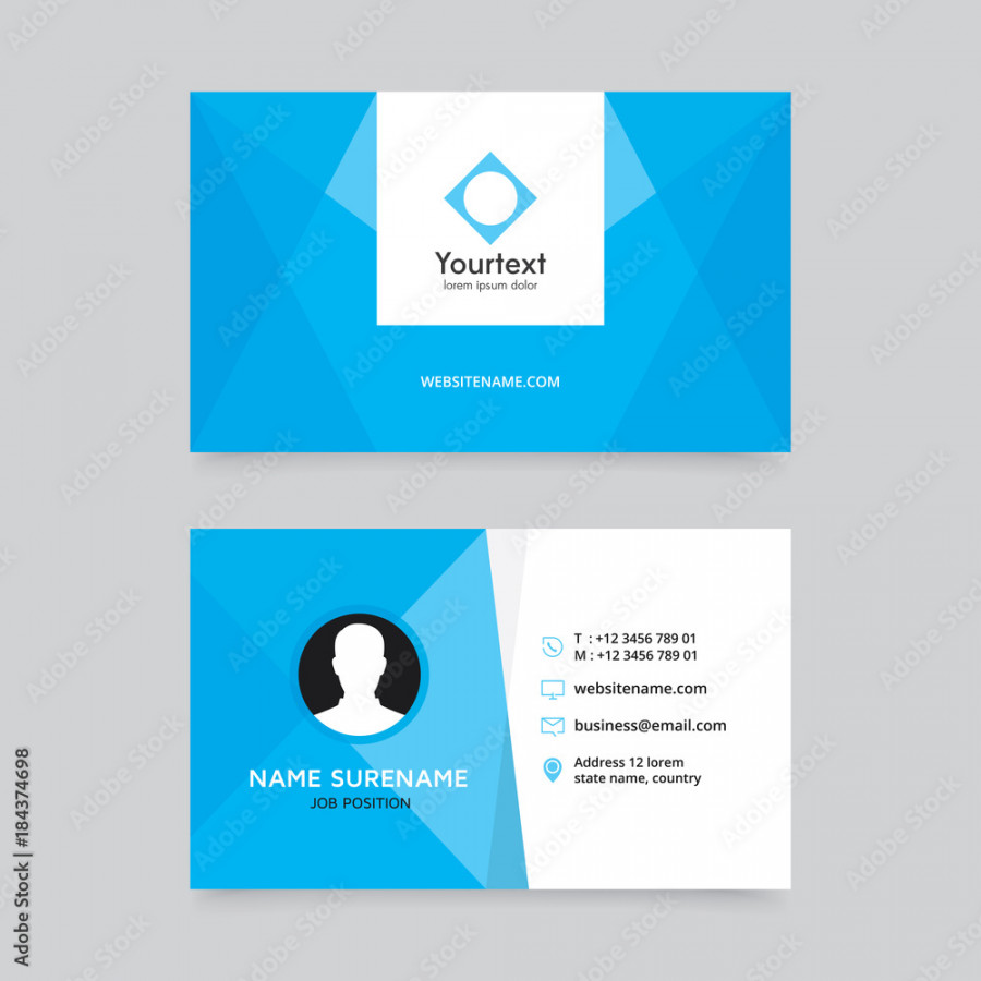 Elegant clean blue business card design, Vector modern creative