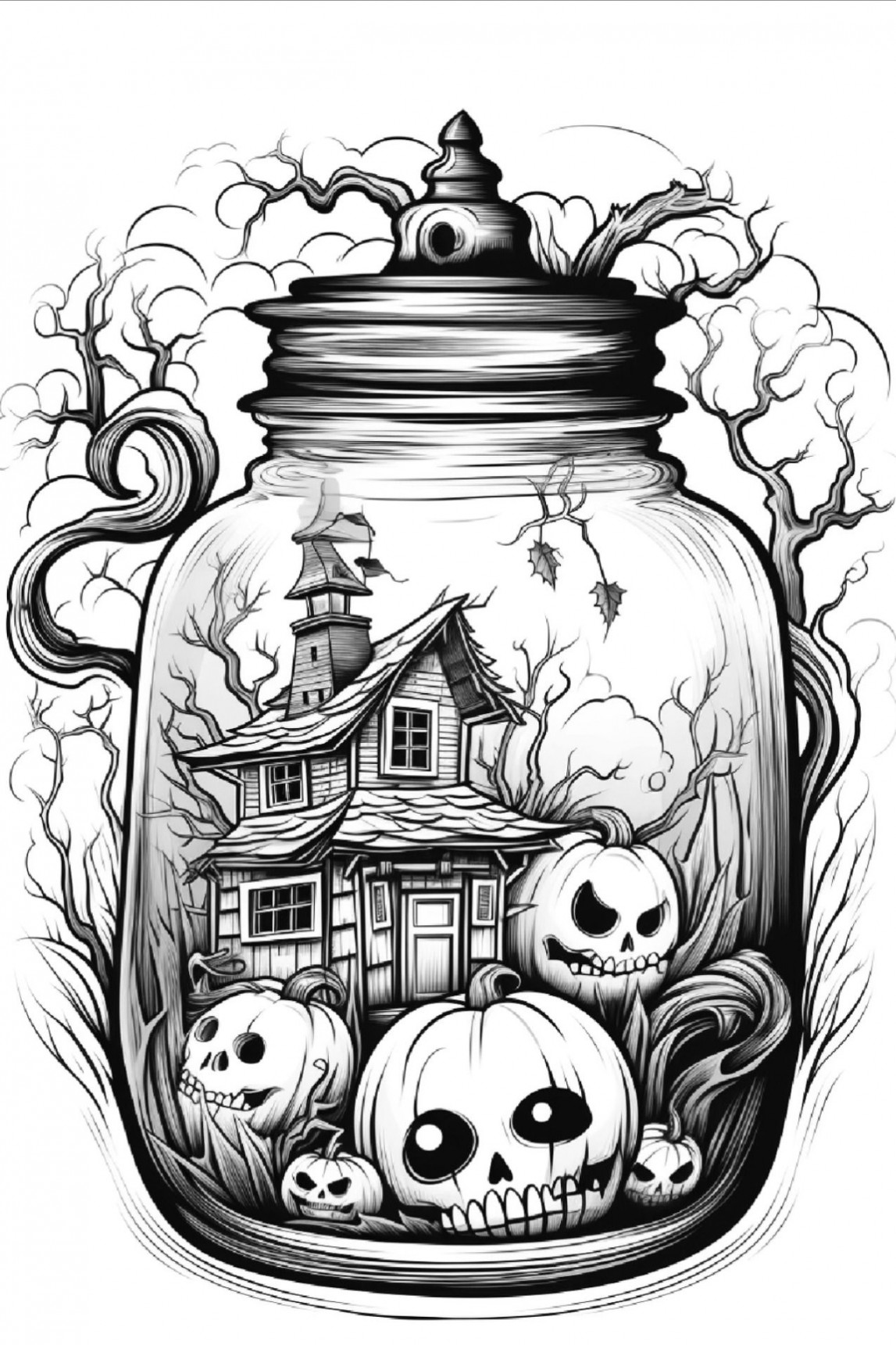 Enchanting Halloween Magic: Pumpkin in a Jar Coloring Pages - Etsy