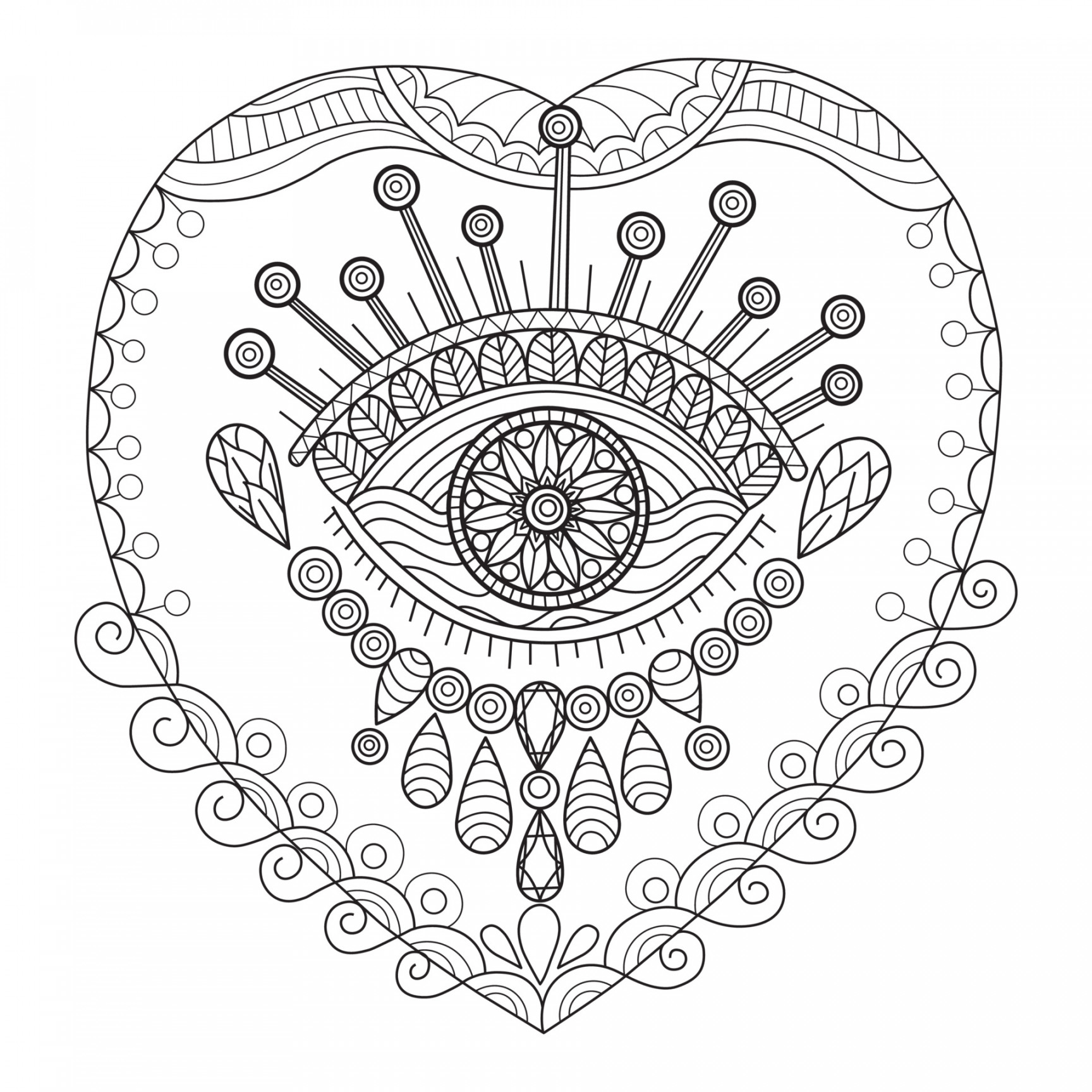 Evil Eye hand drawn for adult coloring book  Vector Art at