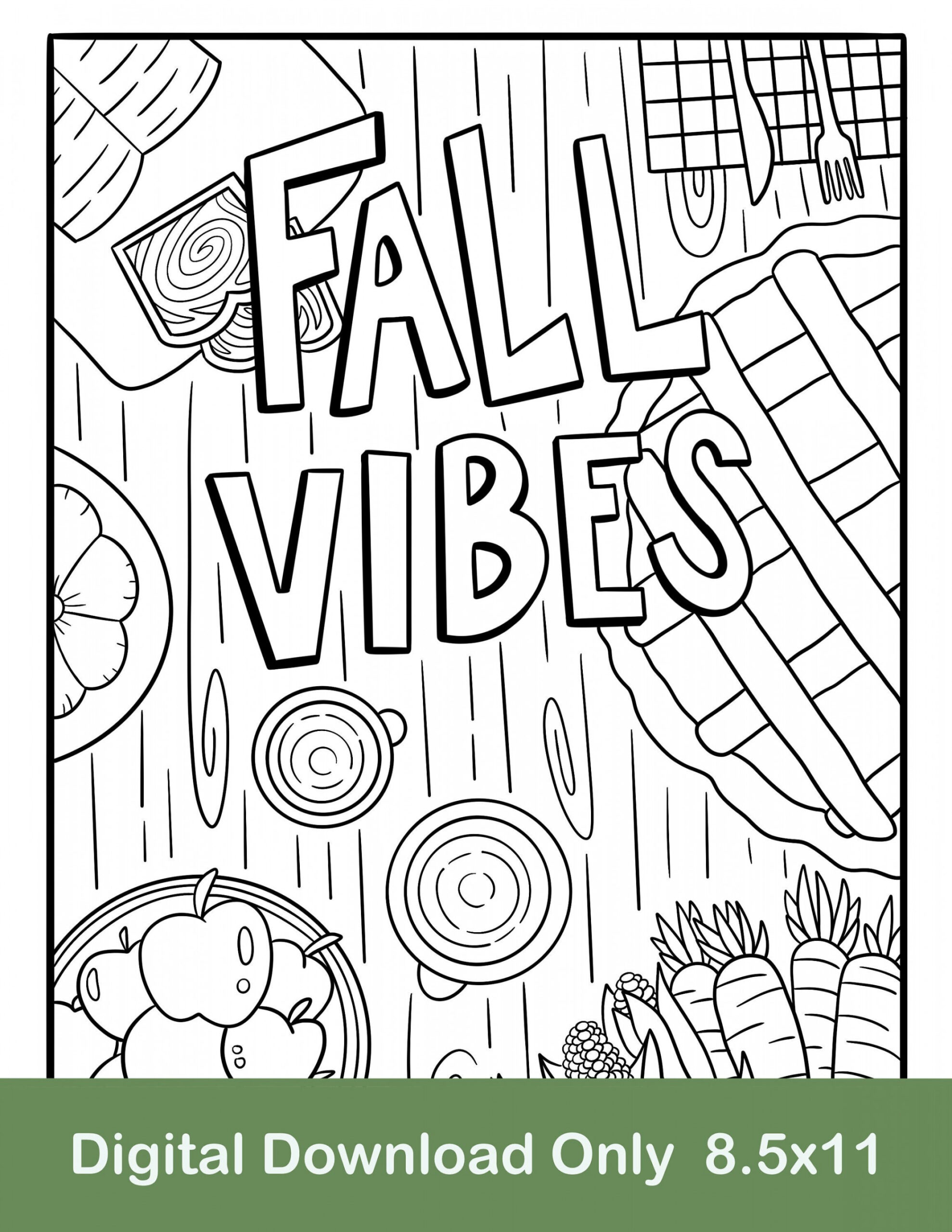 Fall Vibes Coloring Page - Autumn Coloring Page - Fall Coloring Page -  Digital Download