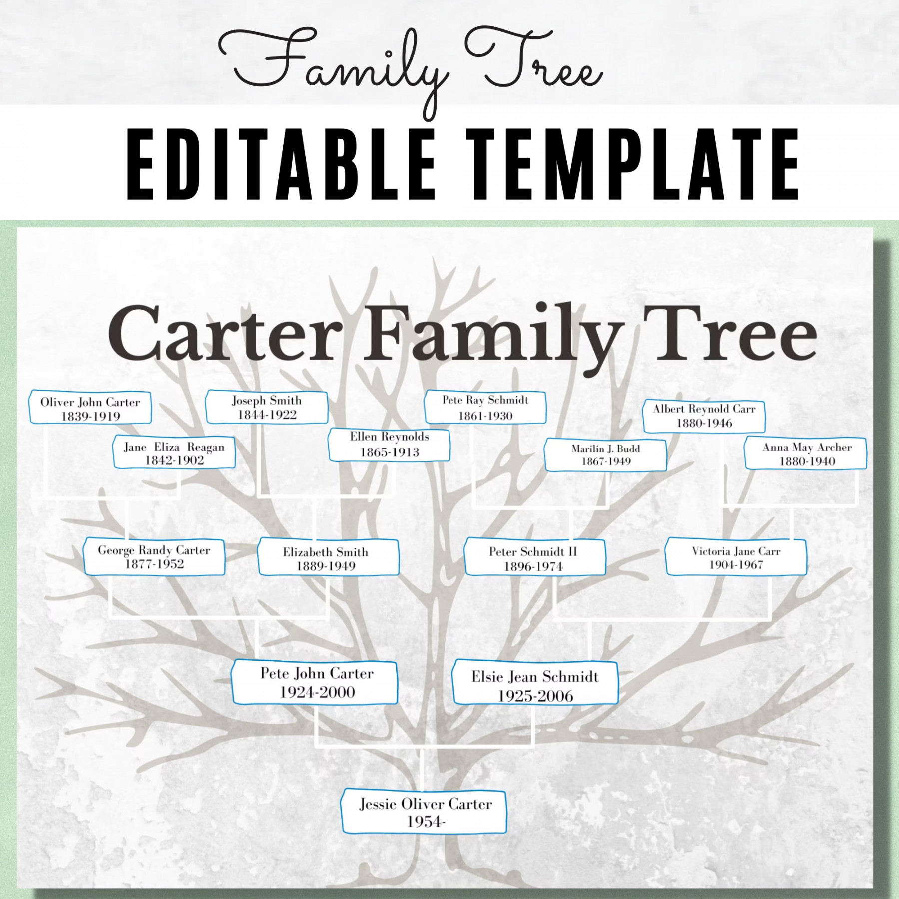 Family Tree Template Editable Family Tree Chart Create - Etsy