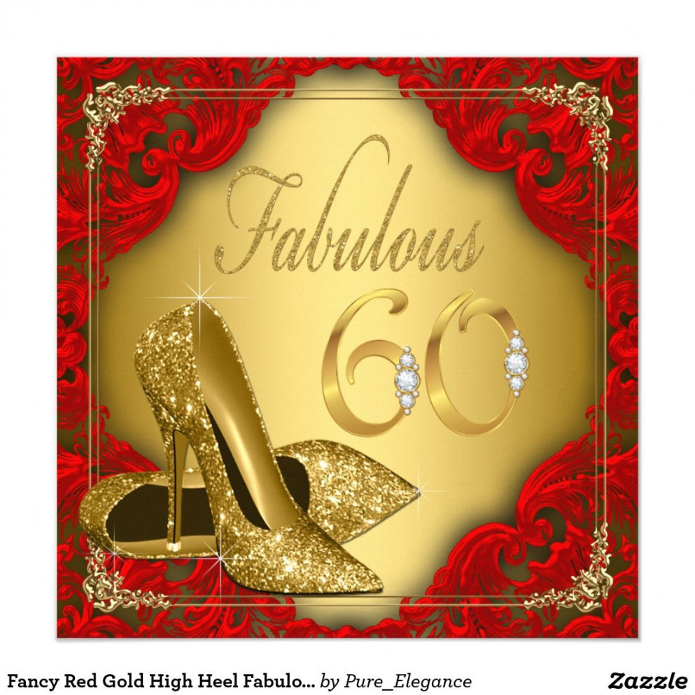 Fancy Red Gold High Heel Fabulous th Birthday Invitation