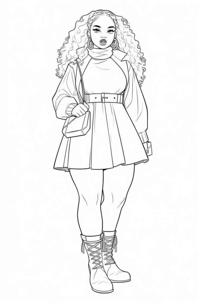 Fashion Coloring Page in   Fashion coloring book, Cute