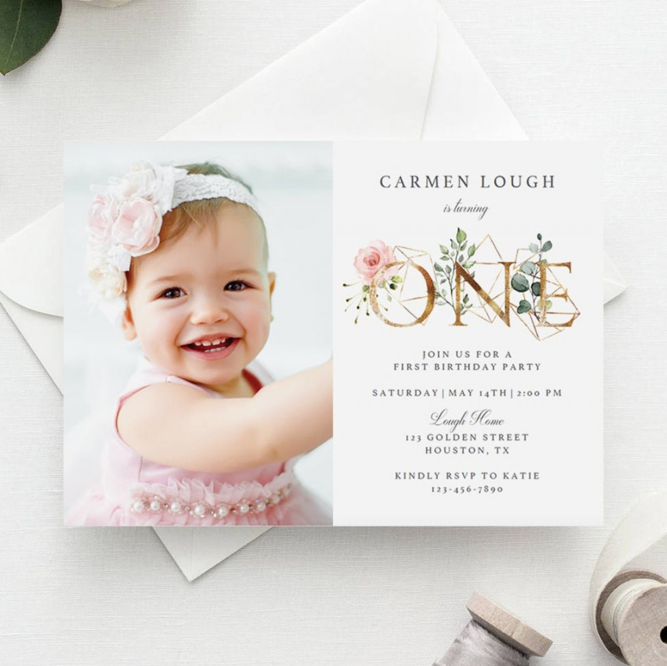 First Birthday Invitation Girl Blush Pink Baby First Birthday - Etsy