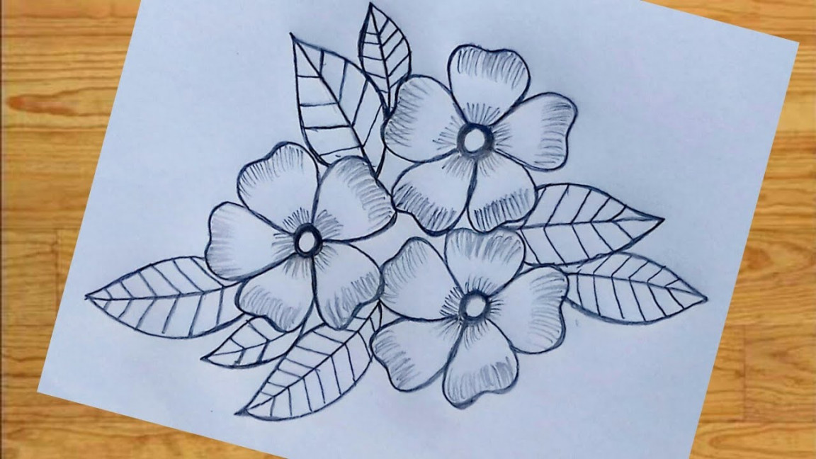 Flower design drawing with pencil