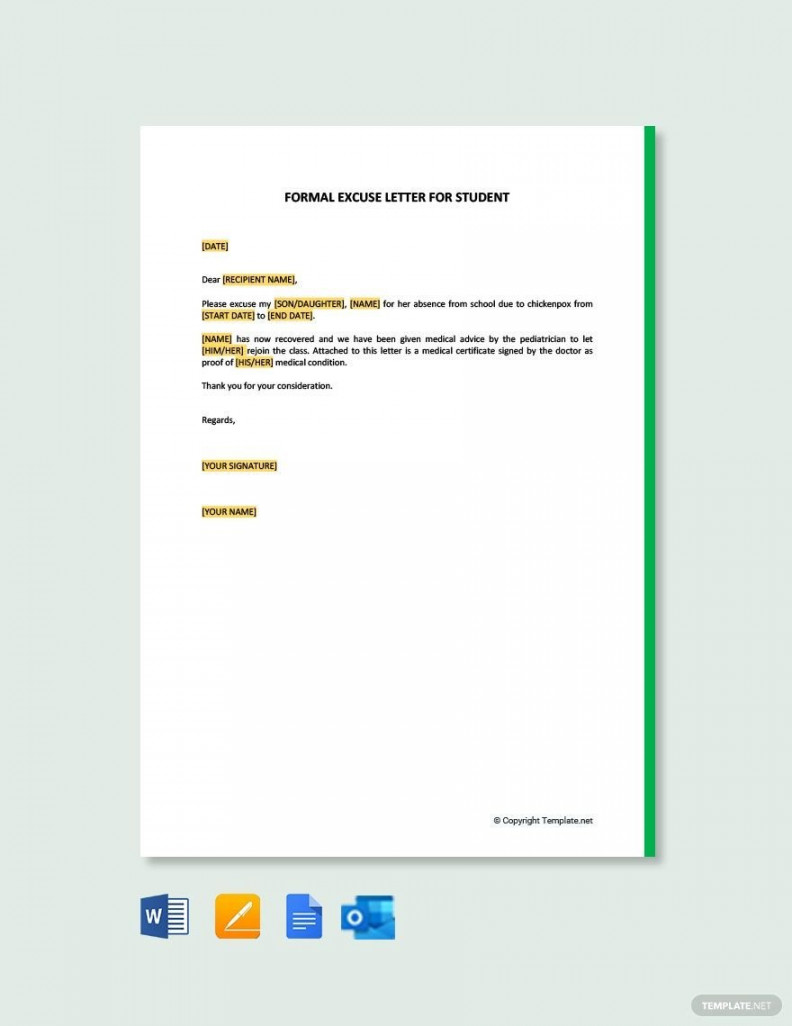 Formal Excuse Letter - Download in Word, Google Docs, PDF, Apple