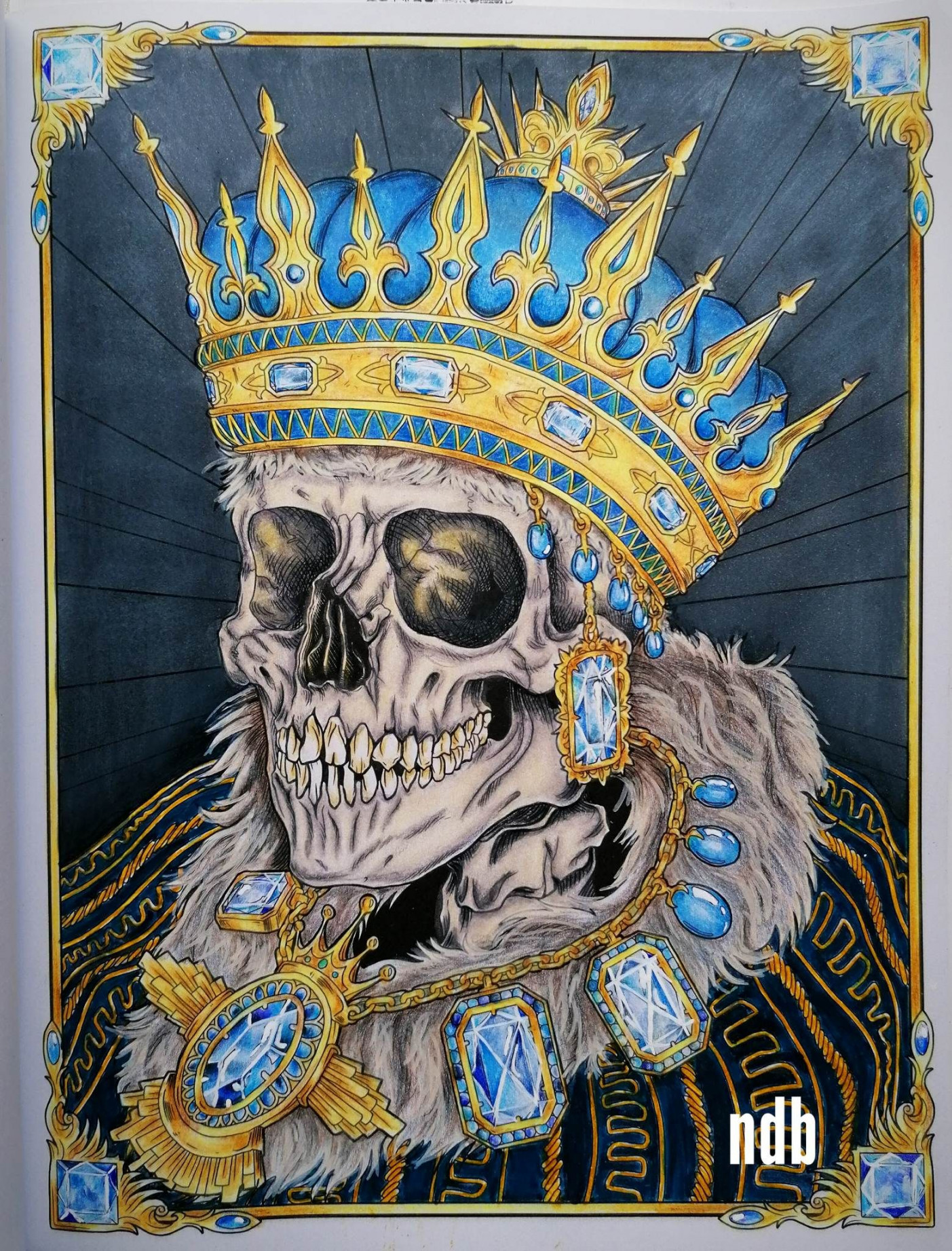 François Gautier - King skull in   Coloring book art