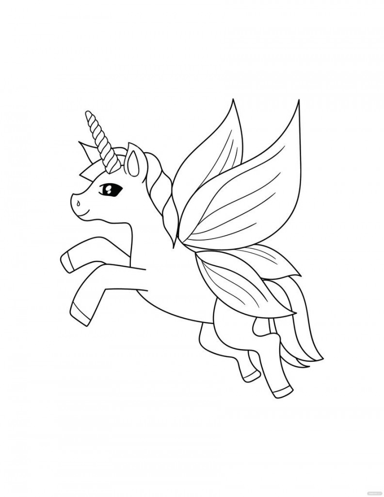 Free Butterfly Unicorn Coloring Page - Download in PDF