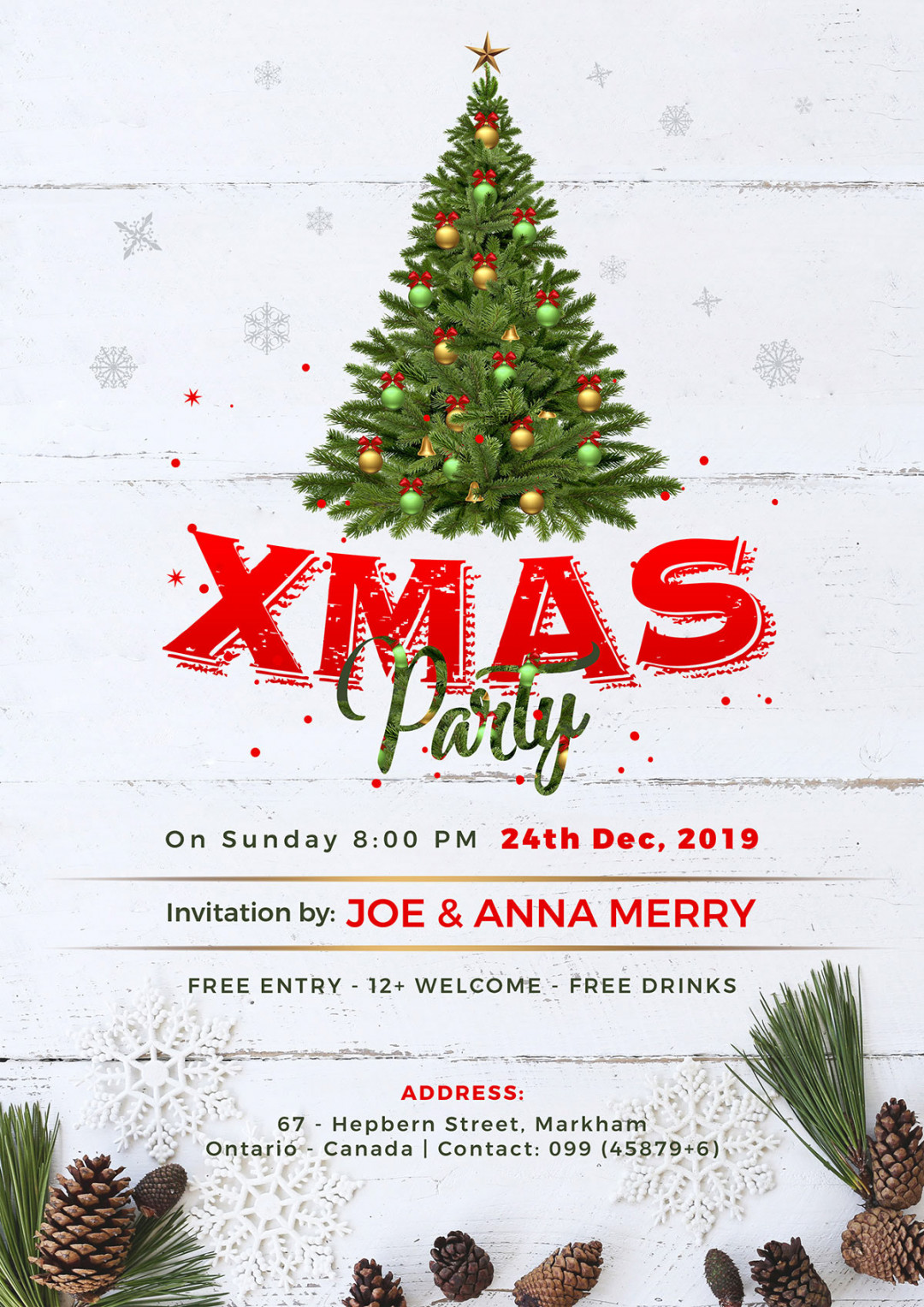 Free Christmas Party Flyer Design Template  in PSD on Behance