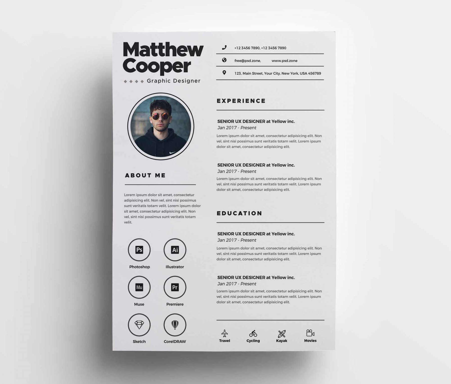 Free Clean CV Template (PSD)