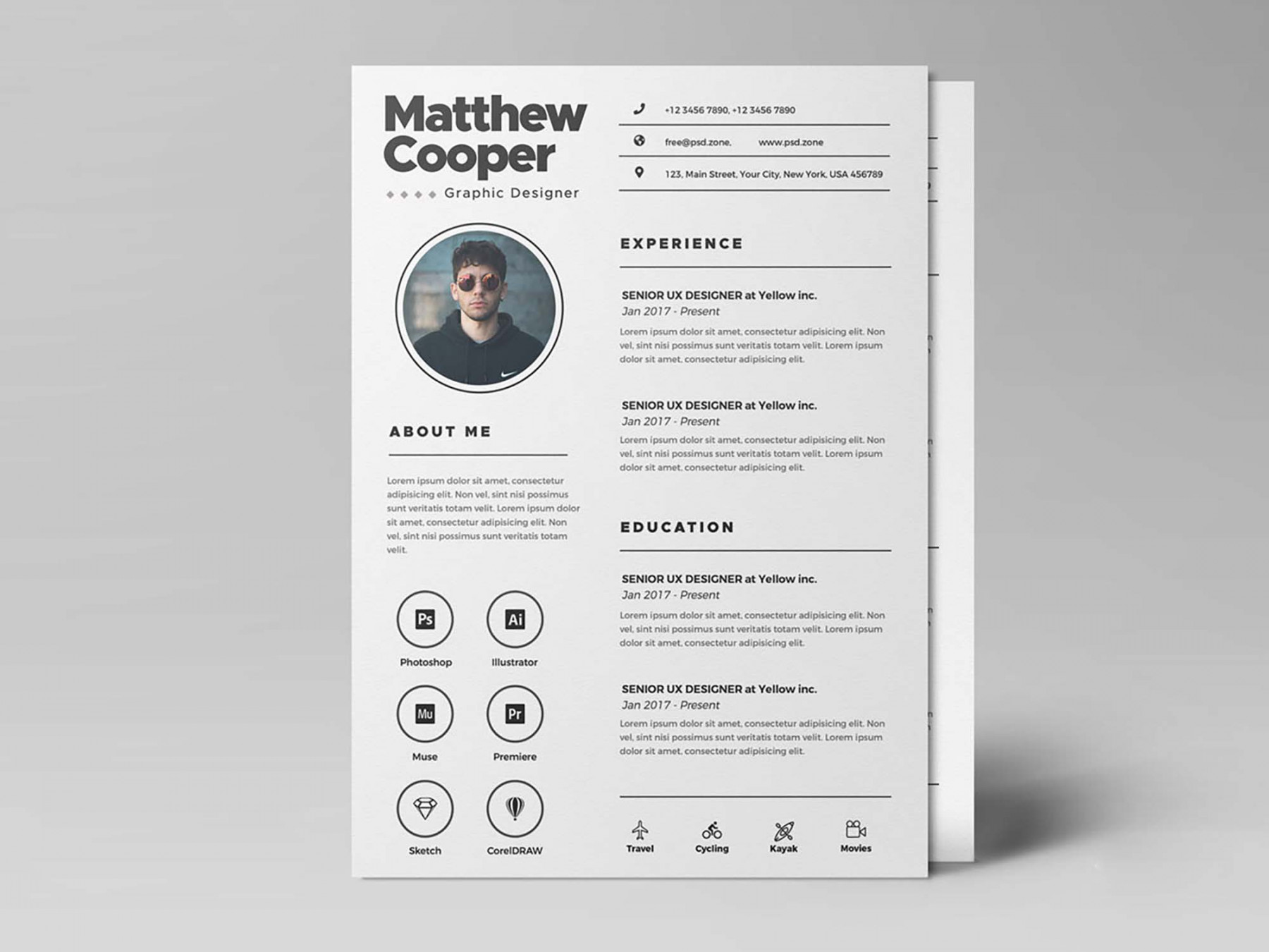 Free Clean Resume Template (PSD)