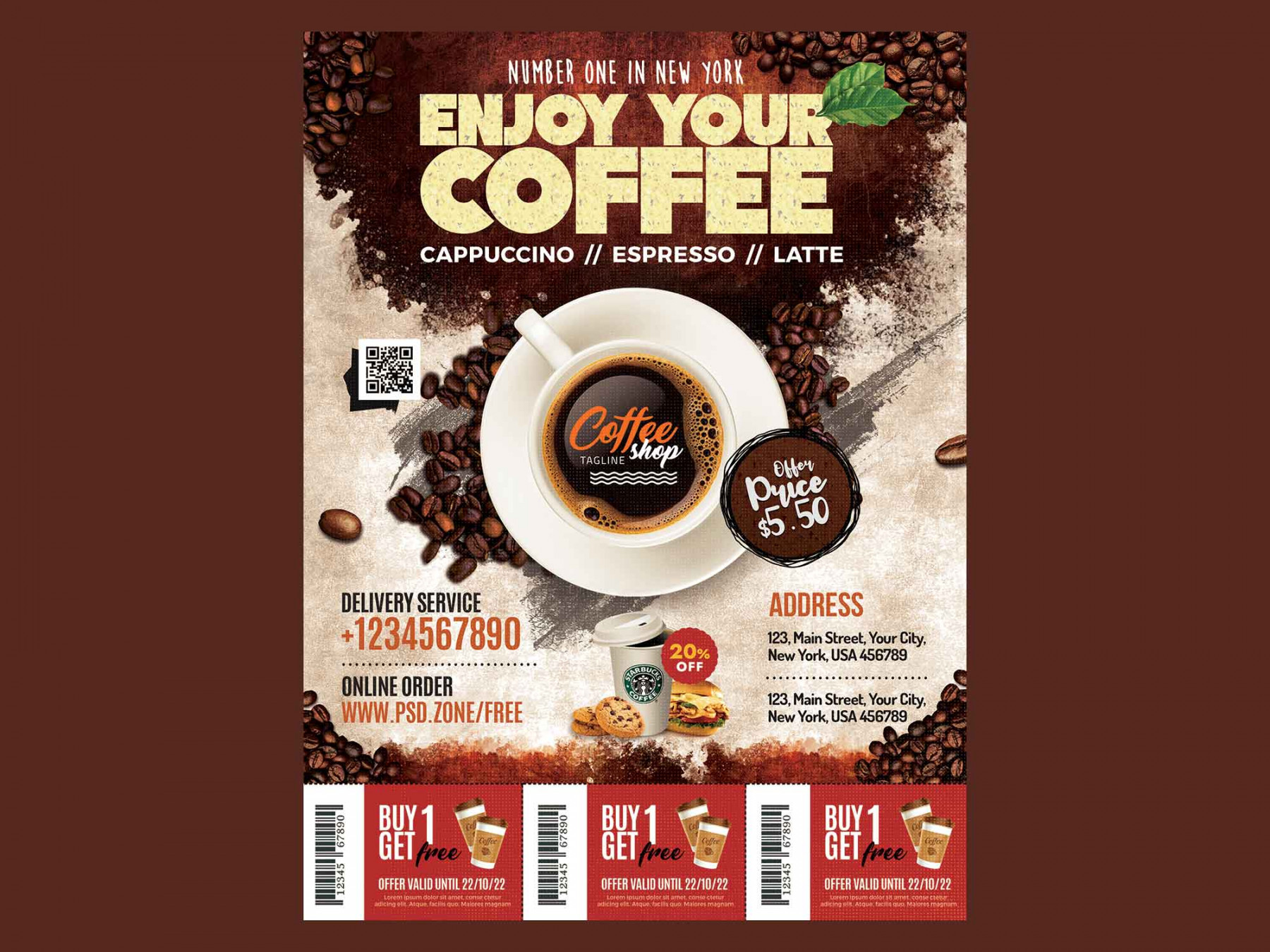 Free Coffee Shop Flyer Template (PSD)