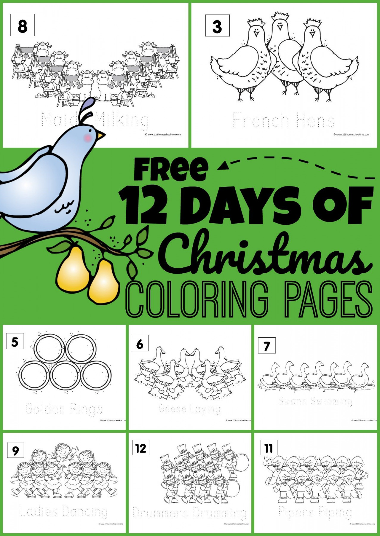 FREE  Days of Christmas Coloring Pages