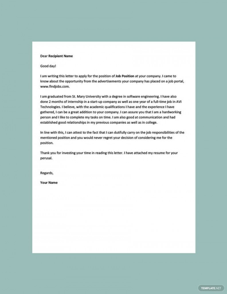 Free Formal Job Application Letter Template - Download in Word