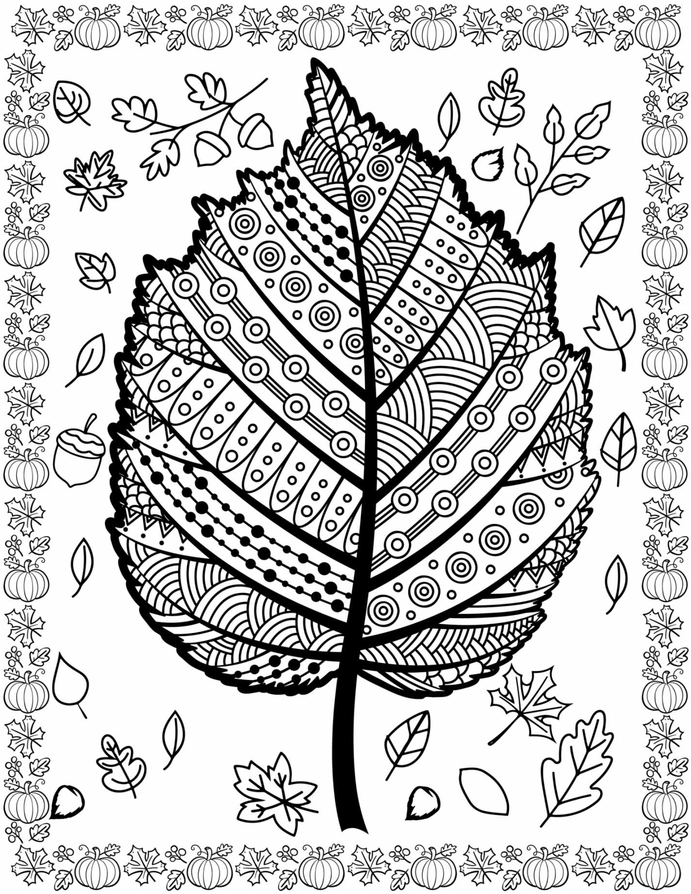 Free Leaf Autumn Zentangle Coloring Page  Fall Zentangles