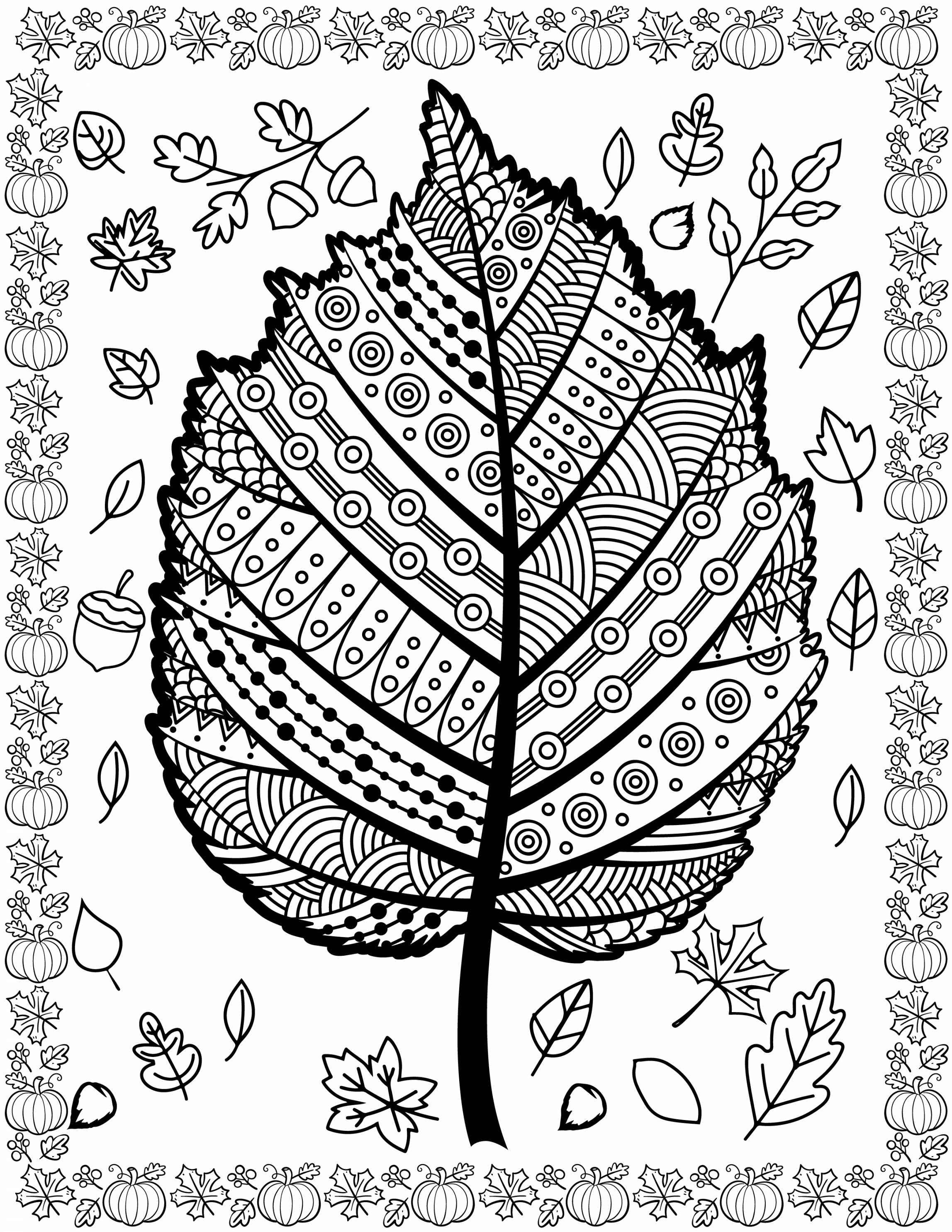 Free Leaf Autumn Zentangle Coloring Page  Fall Zentangles