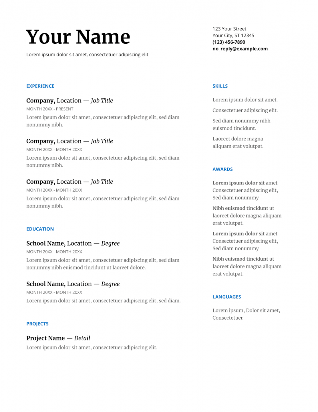 Free One-Page Resume Templates [Free Download]