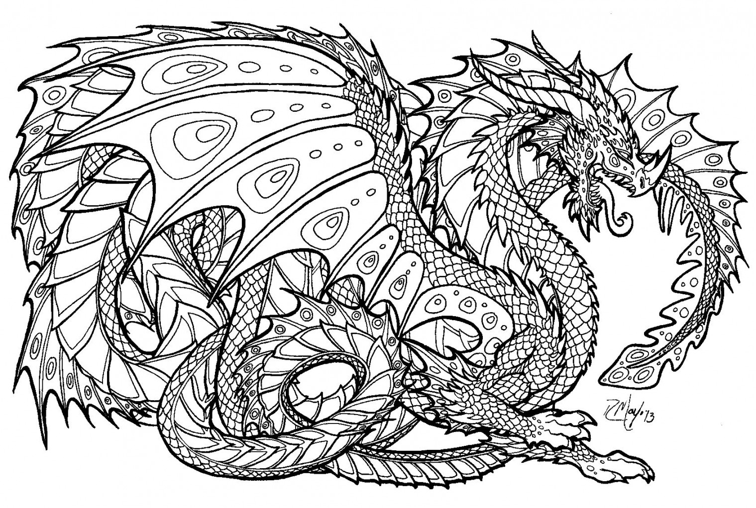 free printable coloring pages for adults advanced dragons - Google