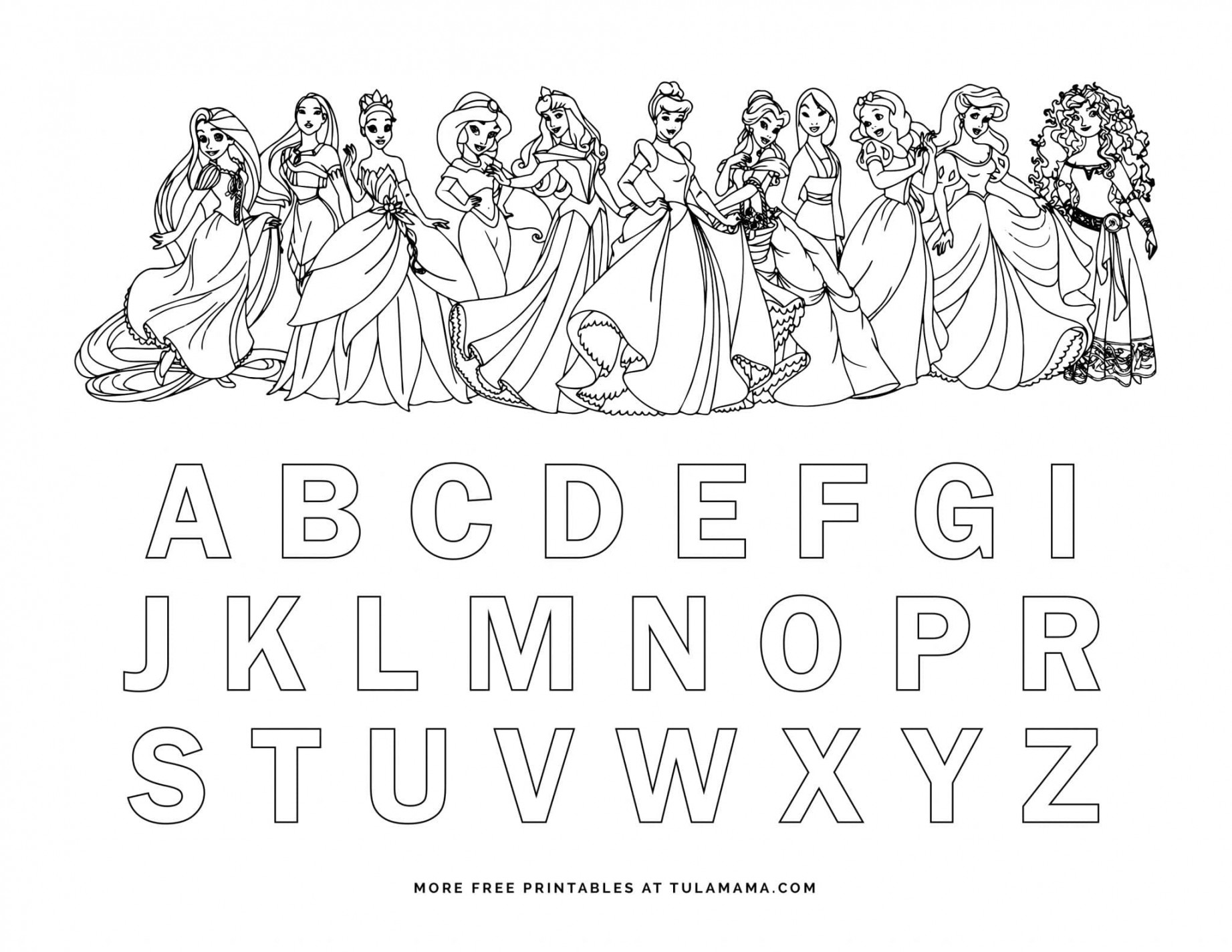 Free Printable Disney Alphabet Coloring Pages - Tulamama