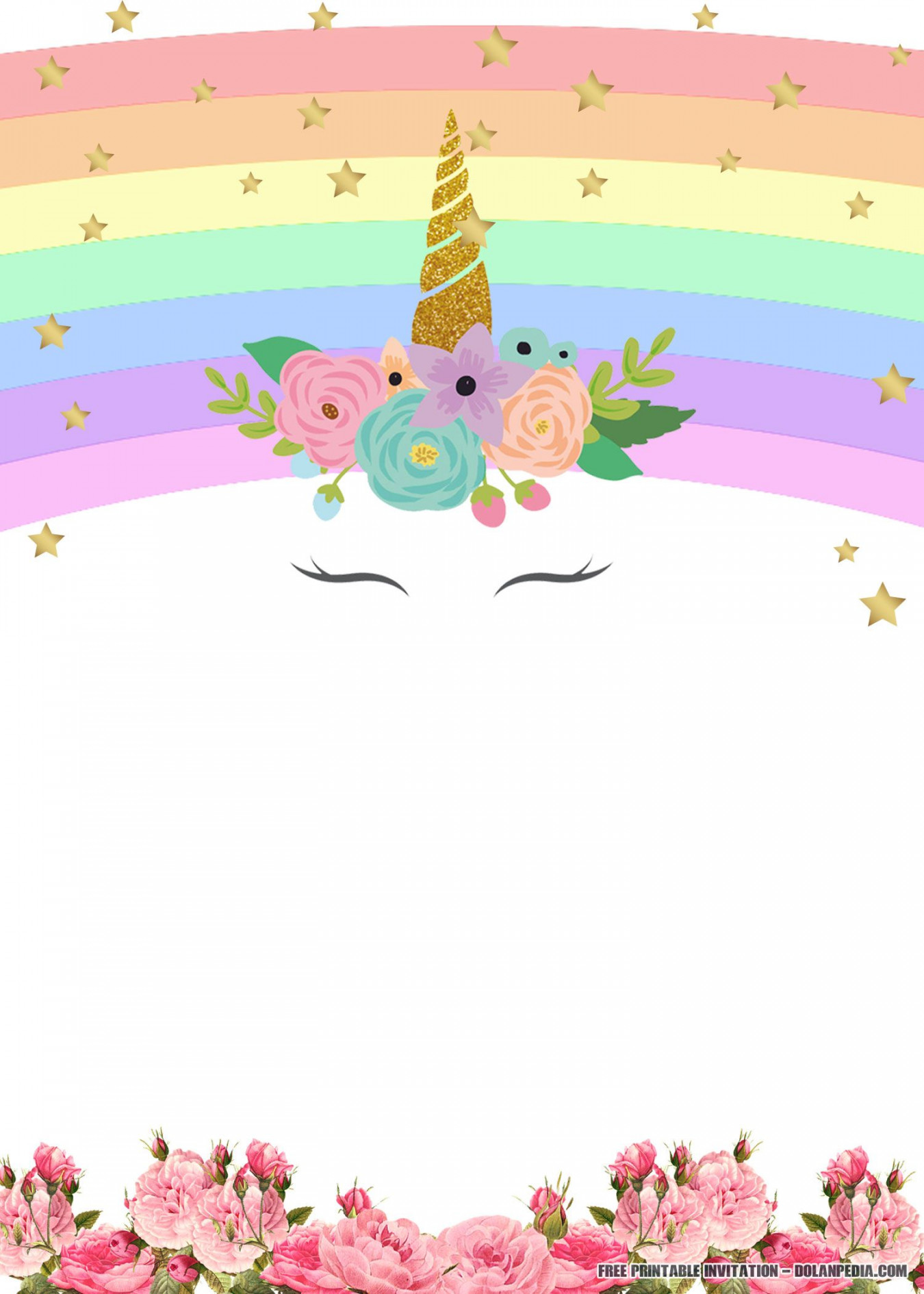 FREE Printable Unicorn Rainbow Invitation Template  Printable