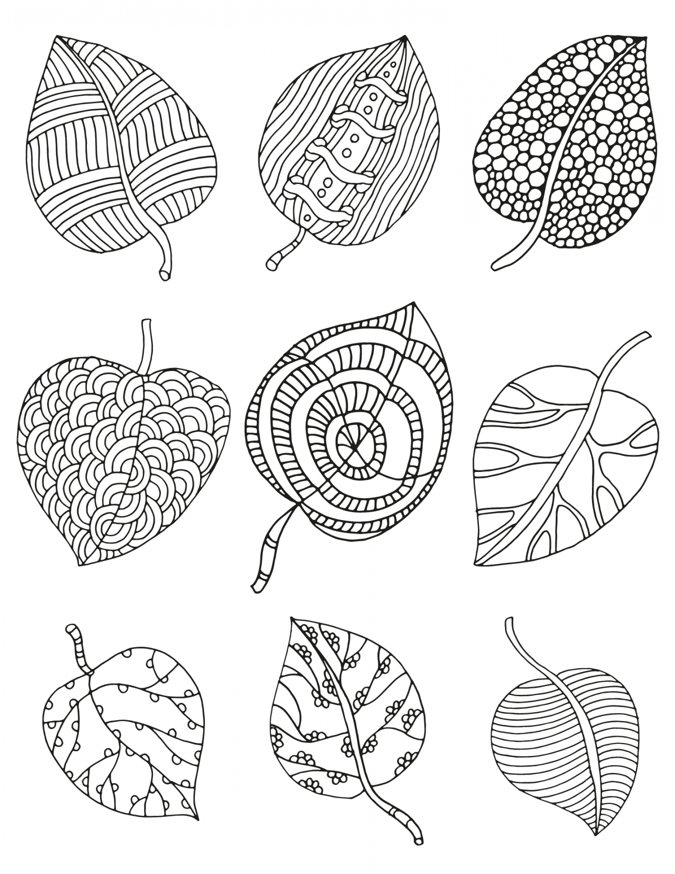 Fun Fall Leaves Coloring Pages for Kids and Adults