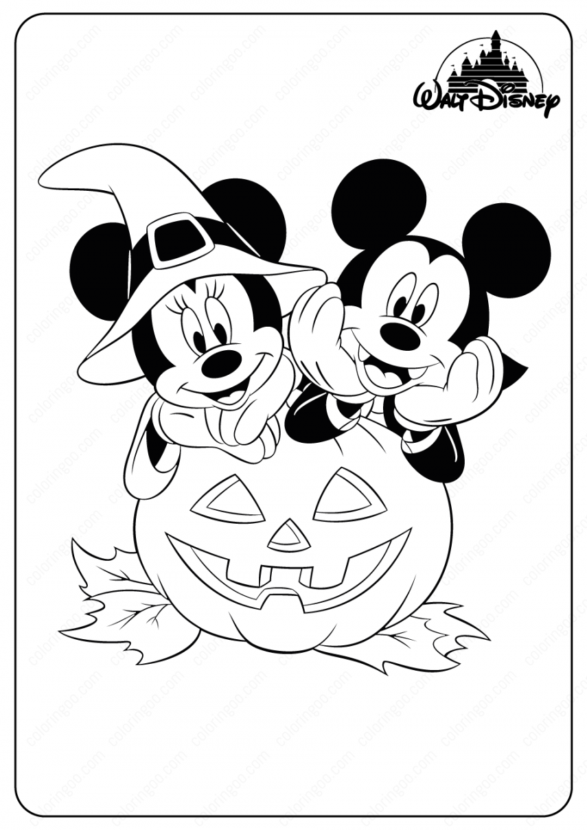 Fun Halloween Coloring Pages with Minnie & Mickey