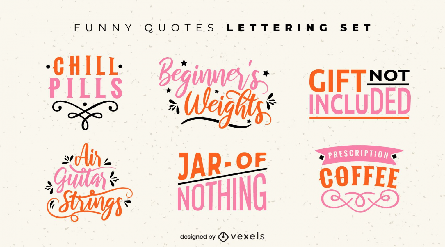 Funny Quotes Lettering Set Vector Download