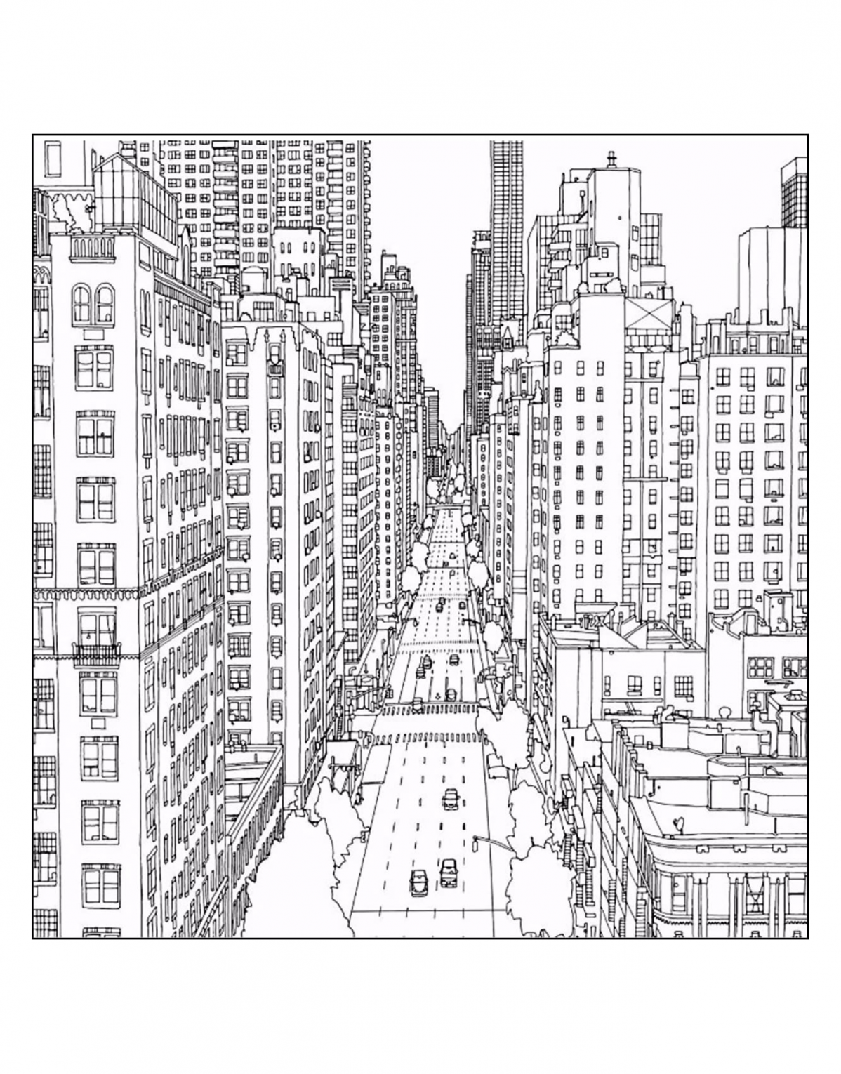 Get the colouring page: New York City   Printable Adult