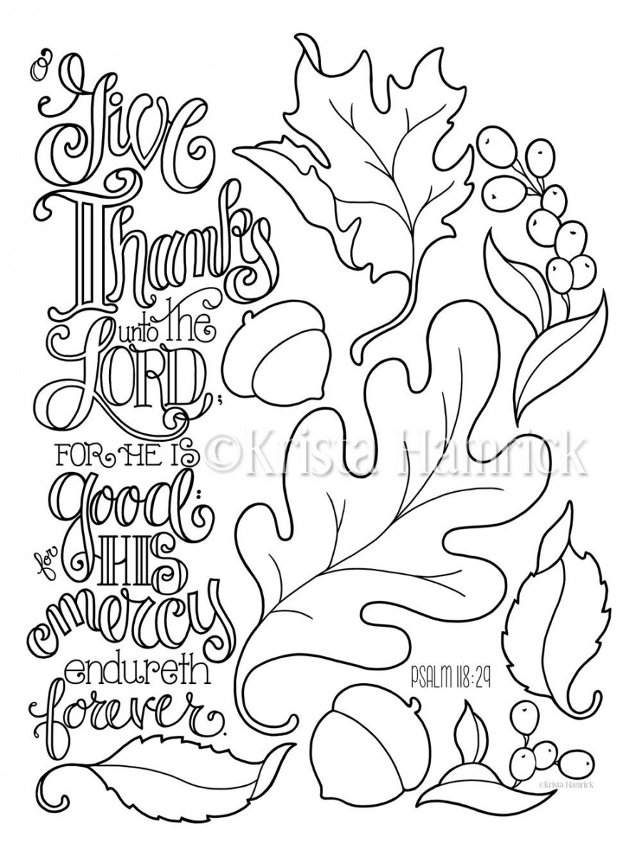 Give Thanks Autumn Leaves coloring page