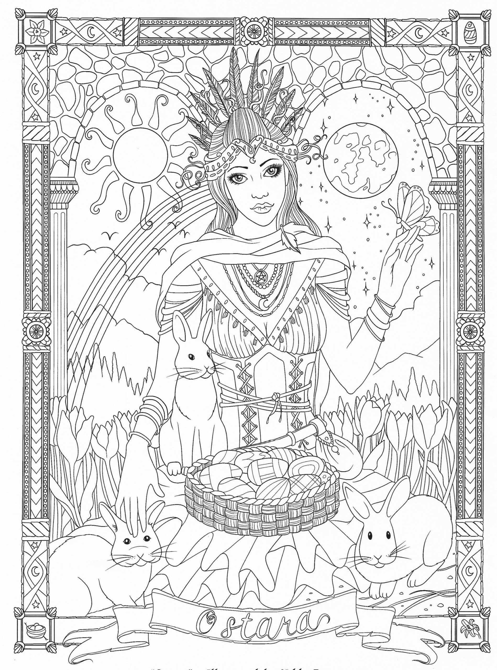 Goddess adult coloring page  Adult coloring pages, Spring