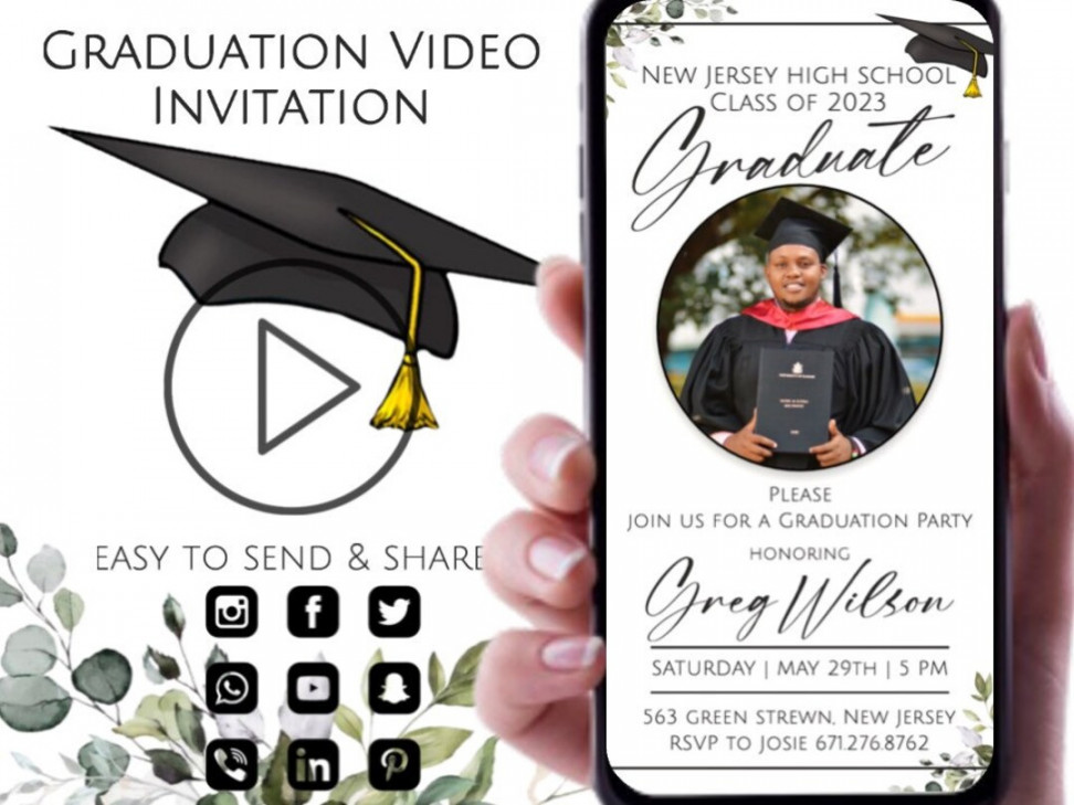 Graduation Video Invitation Grad Announcement Custom Photo - Etsy