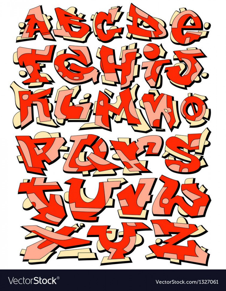 Graffiti font alphabet letters Royalty Free Vector Image