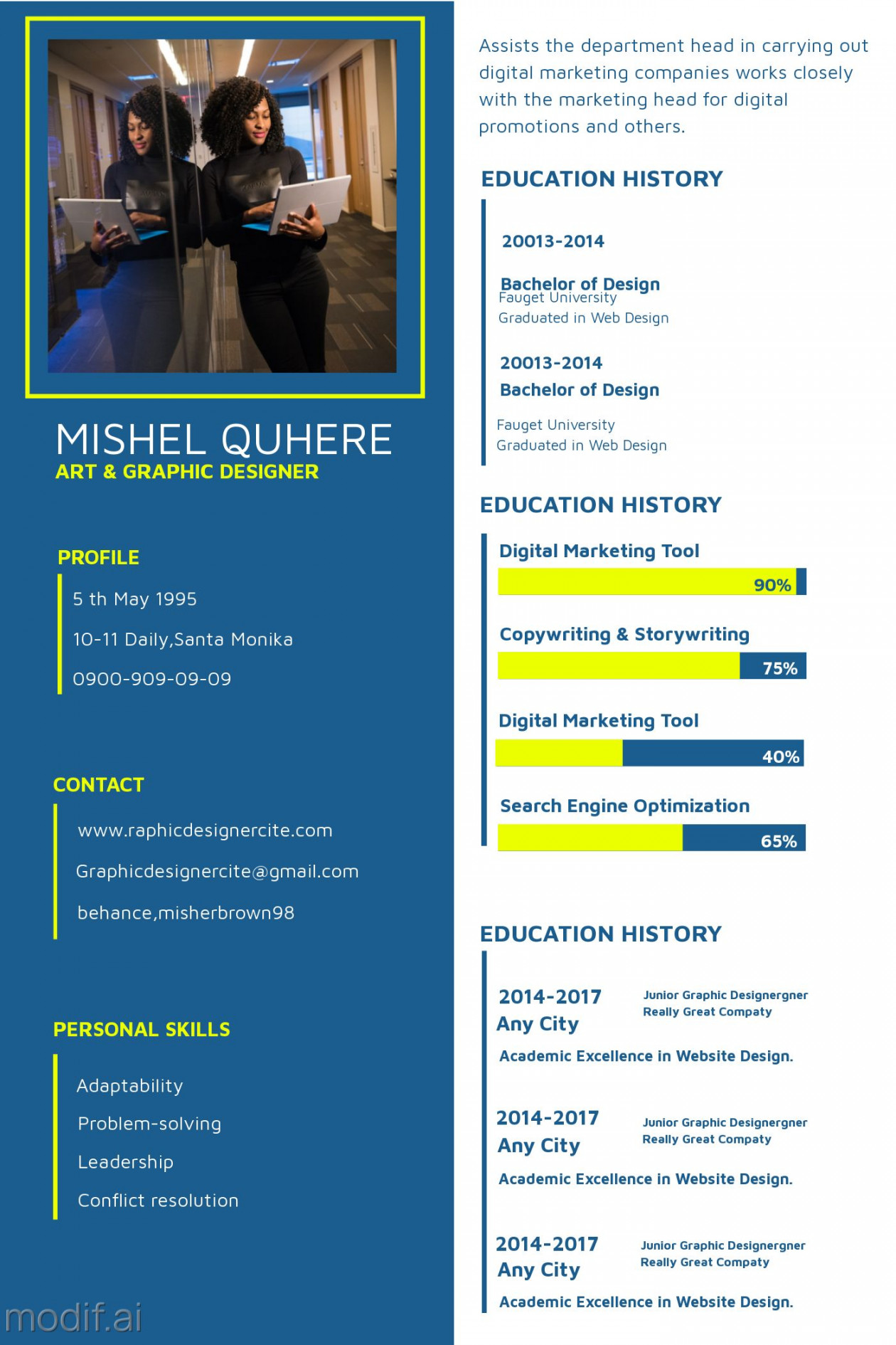 Graphic Designer Resume Template - Mediamodifier