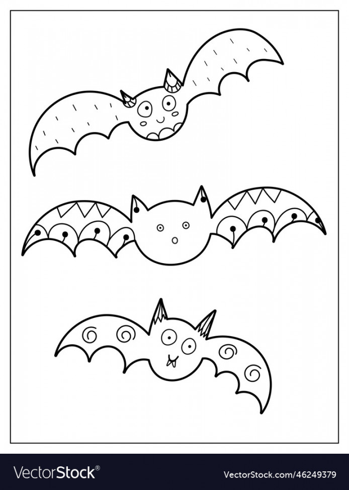 Halloween coloring page with cute bats spooky Vector Image