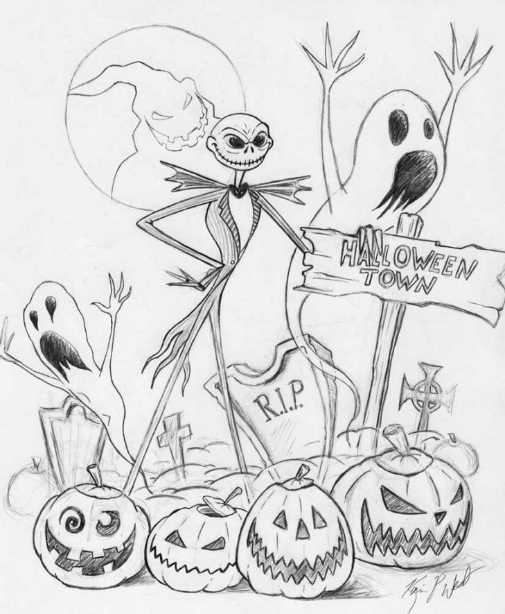 Halloween Town  Free halloween coloring pages, Halloween coloring