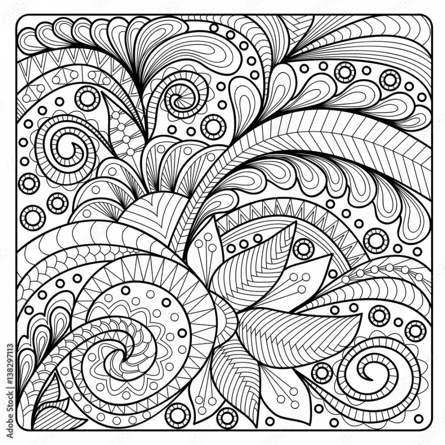 Hand-drawn floral pattern in doodle art style