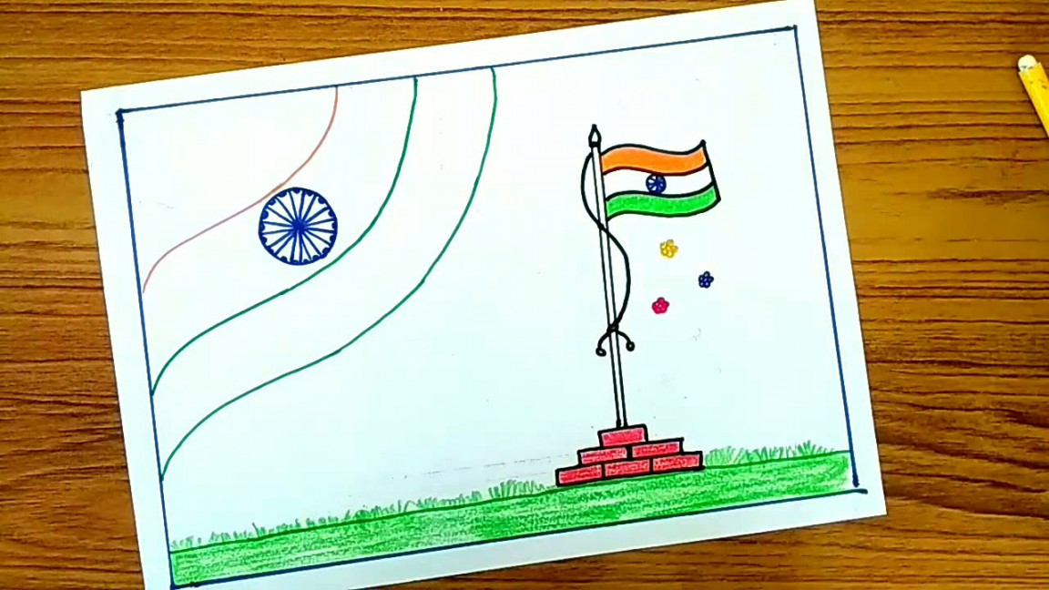 Happy independence Day drawing easy/th August drawing easy/independence  Day drawing for beginners