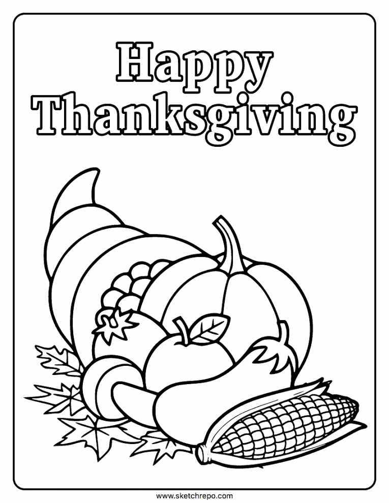 Happy Thanksgiving Coloring Page - Sketch Repo