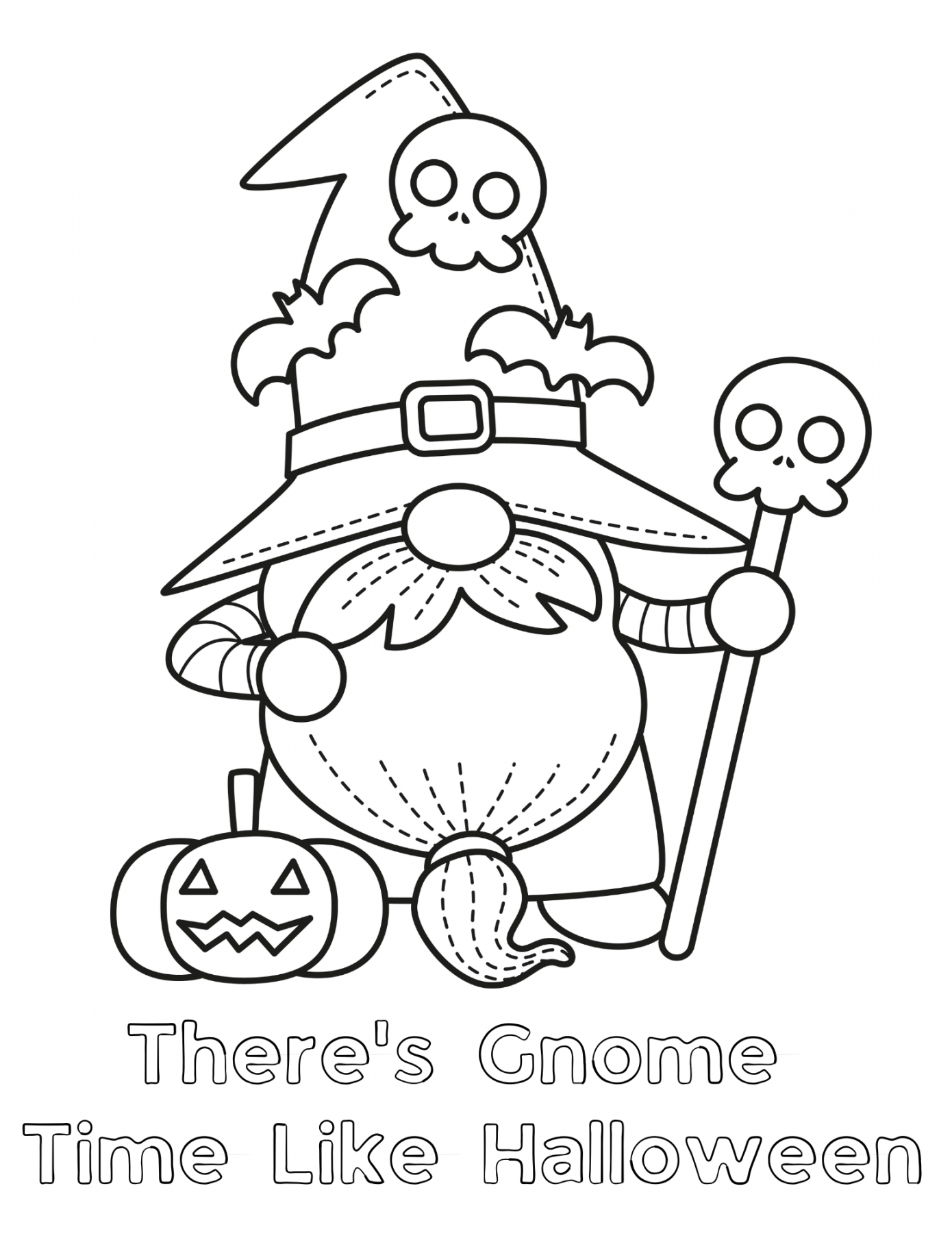 Haunted Halloween Gnomes Coloring Pages for Kids and Adults