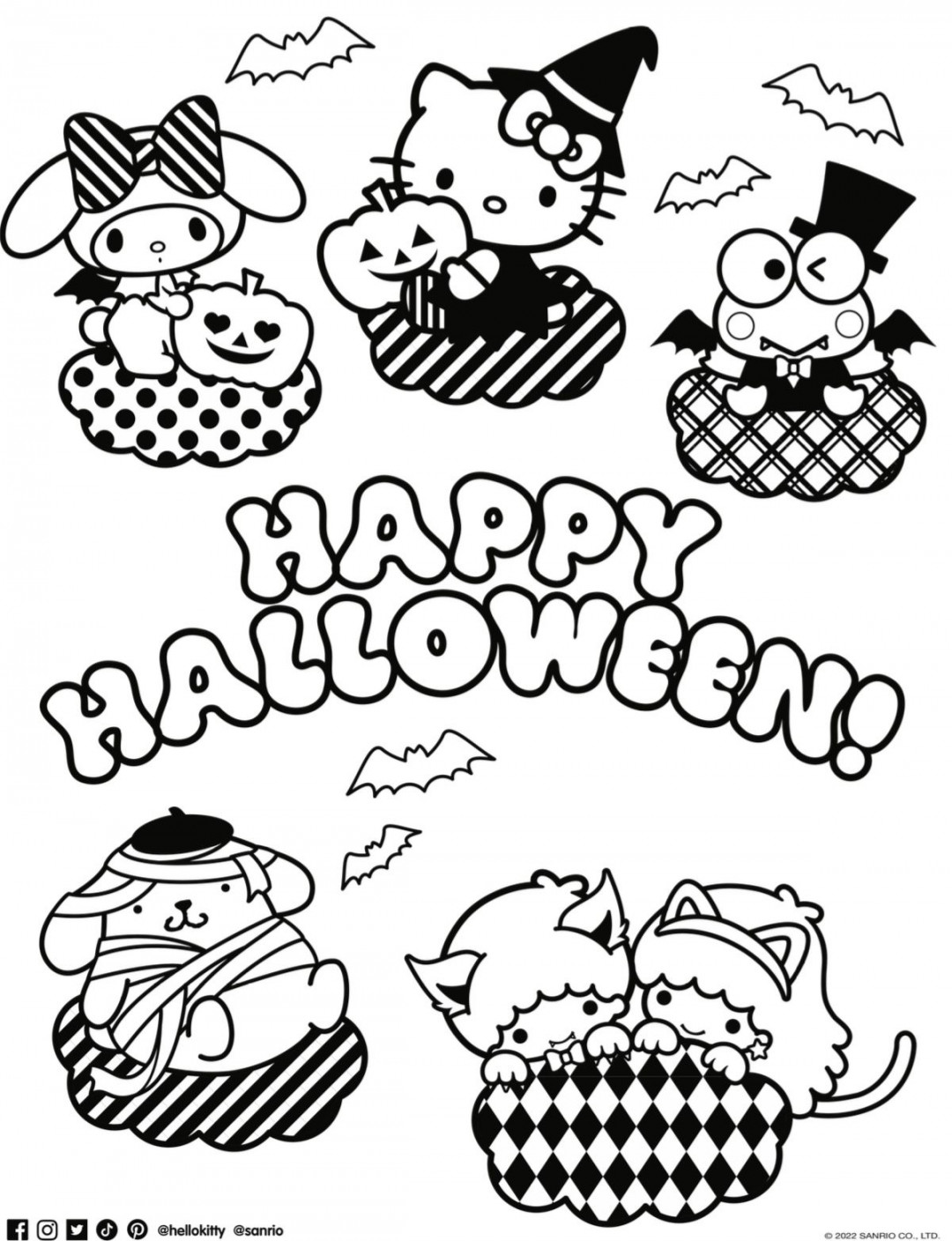 Hello Kitty and Friends Halloween Coloring Pages in   Hello