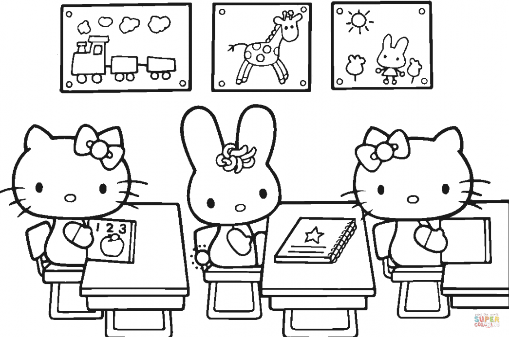 Hello Kitty Back to School coloring page  Free Printable Coloring