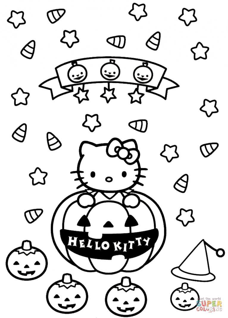 Hello Kitty Halloween coloring page  Free Printable Coloring